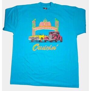 Vintage T Shirt Size XL Reno NV Cruisin Hot Rod Blue Fruit Of The Loom Best USA